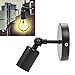 QANYEGN Wall Sconce Holder, Industrial Sconces Tunable Retro Black Plug in lamp Rocker, Tool for Bedroom Living Room Bar Coffee Shop (Black)
