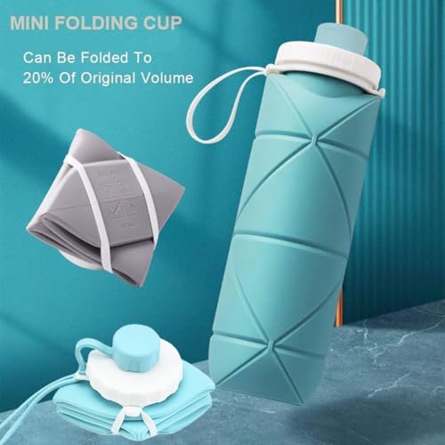 Image of Water Bottle Silicone Foldable Travel Leak Proof Reusable Portable Gym Hiking Camping BPA Free Flexible Outdoor Space Saving Lightweight Sports Eco Friendly (1, Foldable Bottle,600ml)