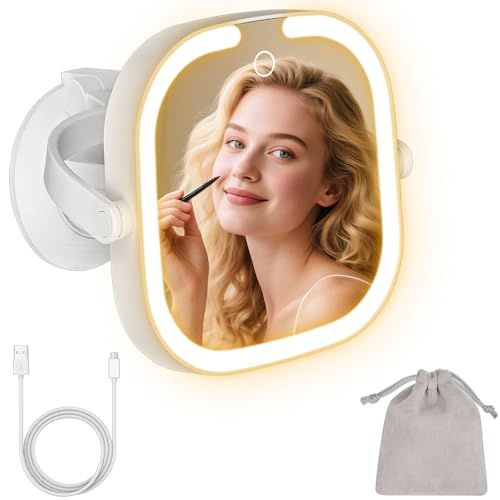 Ukransa Square 30X Magnifying Makeup Mirror with Light, Dual-Sided Suction
