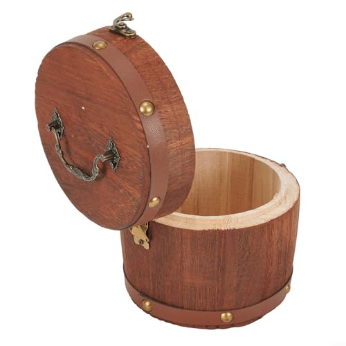 DAZZLEEX Boîte de rangement vintage en bois avec couvercle et loquet en métal, contenance de 1 L, pour feuilles de thé, grains de café, farine, sucre, épices, riz ou noix, portable et écologique
