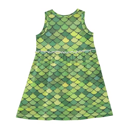 ALAZA Green Dragon Scales Girls Dress Sleeveless Dresses Toddler Casual Dress Summer Sundress 2-8 Years2