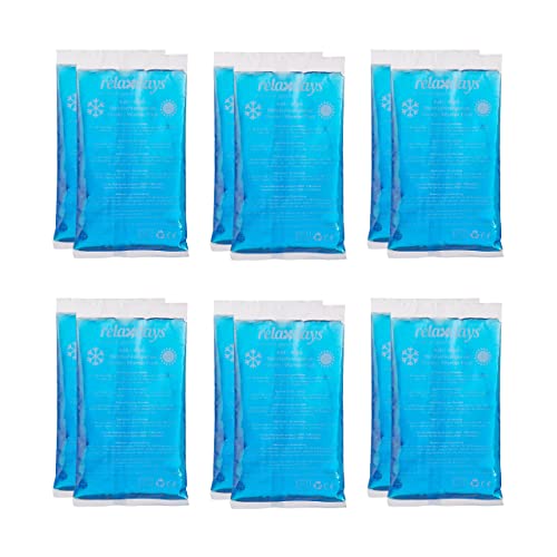 Relaxdays Kühlpads, 12er Set, Kalt-Warm-Kompressen, 15 x 8 cm, Erste Hilfe, Wiederverwendbare Gelkühlkompressen, blau