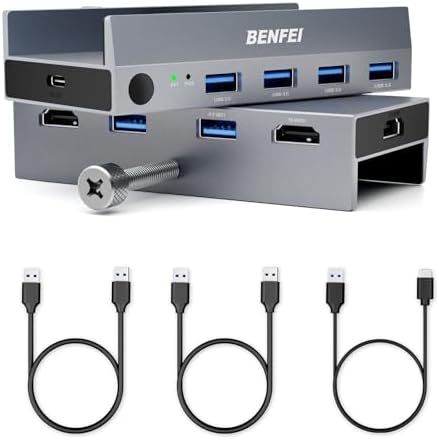 BENFEI HDMI 2.1 KVM Switch 8K@60Hz 4K@240Hz/165Hz/144Hz/120Hz, USB 3.0 Switch 4 USB Ports Sharing 1 Monitor und Tastatur Maus Drucker U disk für 2 PC mit 2 USB Kabeln und Controlle