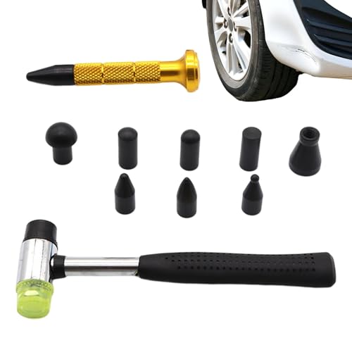 Kit De Réparation De Bosses – Ensemble D'outils De Carrosserie Automobile 250 G | Marteau De Débosselage Sans Peinture En Caoutchouc Et Métal Avec 9 Têtes Remplaçables | Stylo De Nivellement De Pannea