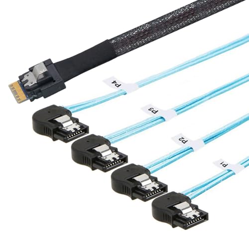 Cable PCIE Slimline SAS 4.0 SFF-8654 a 4 SATA 7Pin 0.5 m