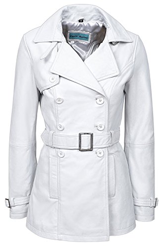 Veste longue trench blanc en cuir véritable pour vos tenues citadines