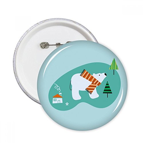 Badge animal ours en lot de 5 broches rondes XXL multicolores pour customiser les vêtements