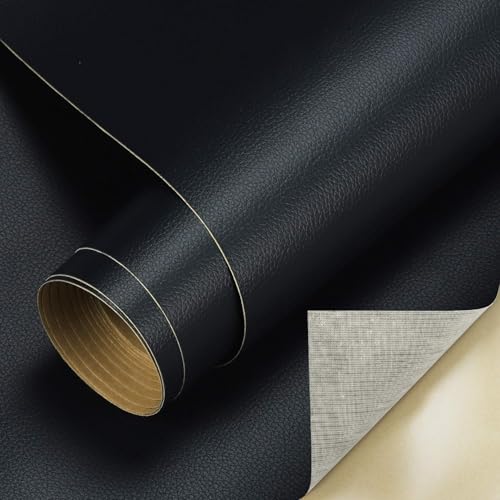 Image of Leather Repair Patch - 60 x 30 Cm self Adhesive Leather Repair Tape for Damaged Leather Furniture, Sofa Seating,Bags, Jackets - Leather Repair for Couches & Upholstery (1 Pcs - Black)