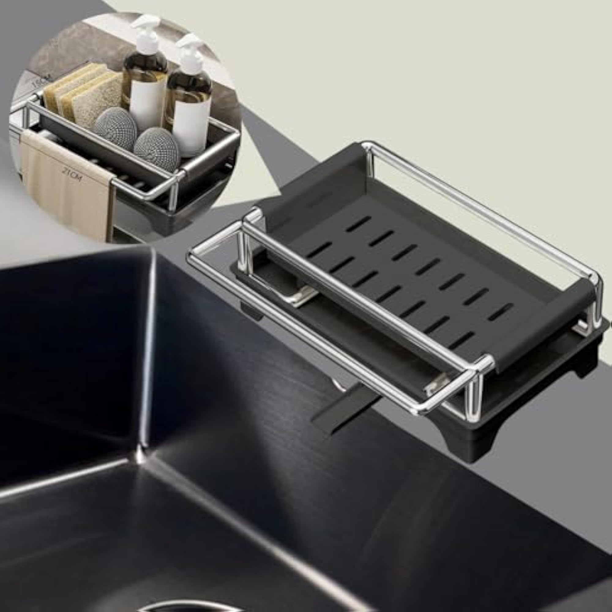 Sponge Holder for Kitchen Sink with Quick Drain Tray