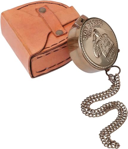 Brújula de latón con caja de cuero para scouts miniatura 7