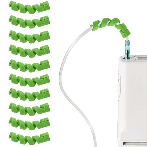 10 Pack Oxygen Tube Support Crimp Straightener for Portable Oxygen Concentrator, Oxygen Tubing Support for Oxygen Tank Oxygen Hose Nasal Cannula Oxygen Accessories (Green)