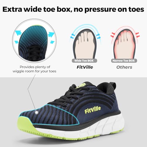 Image of FitVille Wide Walking Shoes for Men Comfortable Lightweight Running Wide Toe Box Shoes for Men Non Slip Cushioned