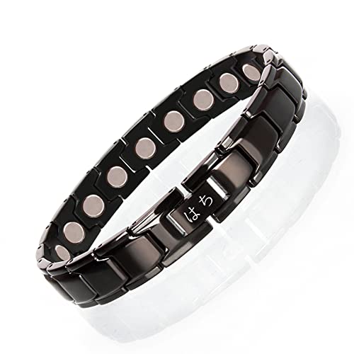 HAQI Magnetarmband für Damen und Herren aus Silber, 3500 Gauss Armband mit starken Magneten als Geschenk für Frauen (21,5 cm, Schwarz)