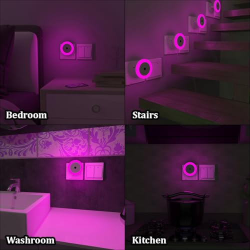 Image of fizzytech Smart Motion Sensor LED Light Bulb with Automatic On /Off and Dimmable Pink Glow, Energy Efficient 7W LED Bulb for Home, Stairs, Kitchen, Bathroom, Wardrobe Lighting(Round Pink Pack-2)