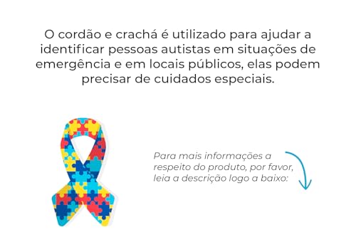 Porta Crachá Vertical Com Cordão Para Autismo/Autista Importado (Quebra Cabeça Azul)