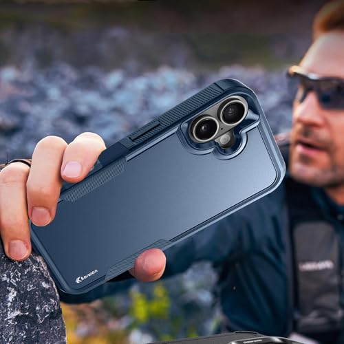 Image of KARWAN Shockproof Back Case Cover Compatible with iPhone 16, Heavy Duty Case with 360 Degree Camera Protection, Dual Layer Rugged Bumper Protection Cover with Matte Finish (Blue)