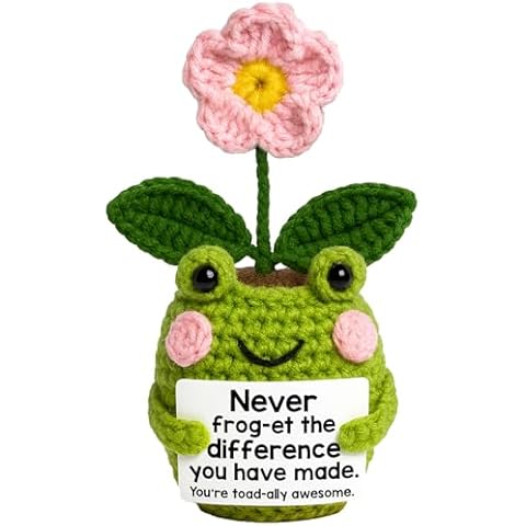 Lucagift Thank You Gifts for Women, Boss, Coworkers, Manager, Teacher, Nurse, Mom - Teacher Appreciation Gifts - 5.51'' x 2.95'' Never Forget The Difference You Make Crochet Frog Flower Crochet Cover