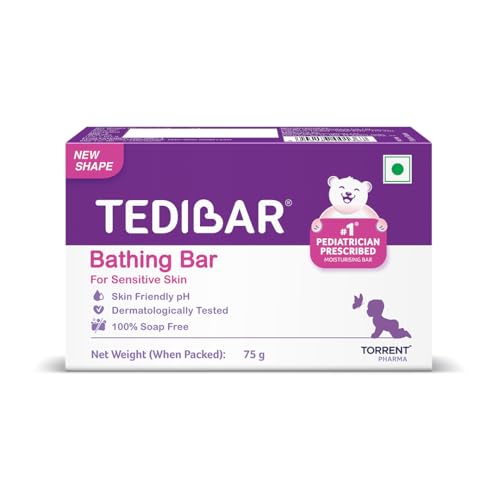 Image of Tedibar Moisturising Baby Bathing Bar 75g (Pack of 6) 100% Soap Free No. 1* Pediatrician Prescribed Moisturising Bar - By Torrent Pharma