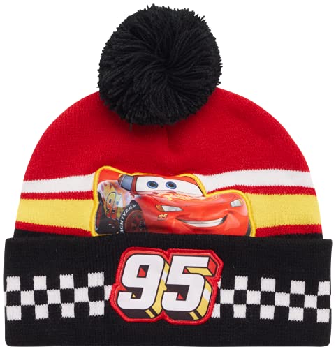 Disney Boys' Winter Hat - 2 Pack Lightning Mcqueen Pom Pom Beanie Or Mickey Mouse Hat (4-7), Size Age 4-7, Lightning Mcqueen #TOP4