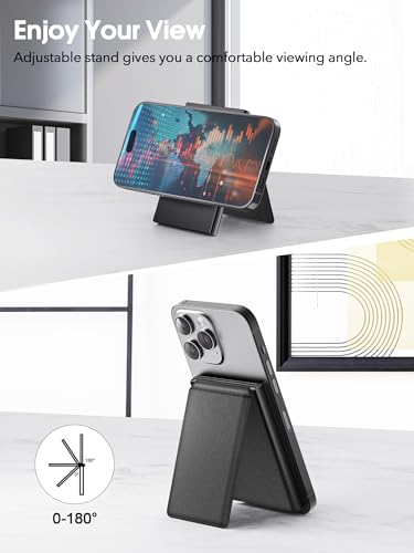 GAOCHALE Magsafe Wallet, Pop Up Magnetic Wallet with Adjustable Stand, Premium RFID Blocking, for iPhone 15/14/13/12 Series, 6 Card Holder, Black3