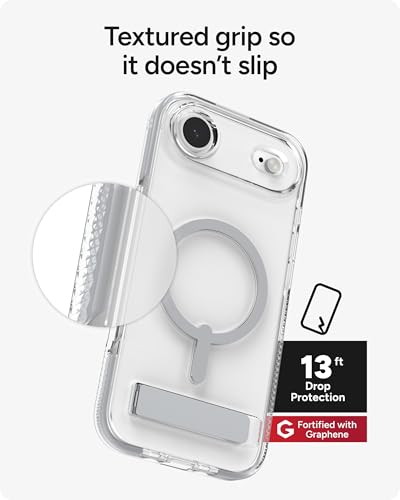 Image of ZAGG Santa Cruz Snap Case with Kickstand for iPhone Air - Silver, Drop Protection (13ft /4m), MagSafe Charging Compatible, ClearGuard Anti-Yellowing Technology, Scratch Resistant Phone Case