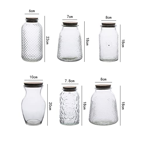 nihngvjm canisters Transparent Glass Jar Kitchen Food Storage Container Dried Fruit and Whole Grains Sealed Bottle Fruit Candy Jar Home Decoration (Color : 5pcs) - Image 7
