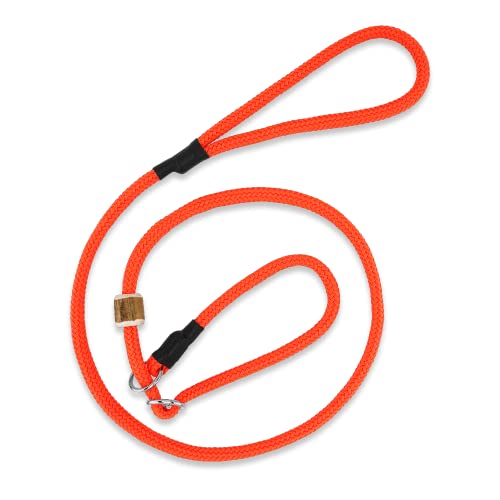 Moxonleine Melrose | Hochwertige und robuste Retrieverleine & Agilityleine | 2-in-1 Hundeleine | Halsband & Leine in einem mit Zugstopp | Länge: 130 cm x 8 mm (orange)