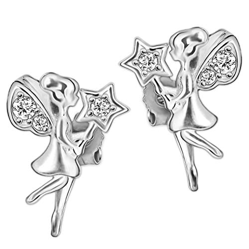 Clever Schmuck Pendientes de plata para niñas, pequeños hadas, ángel, elfo, 10 x 7 mm,...