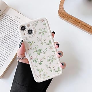 ZTOFERA Compatible with iPhone 13 (6.1") Silicone Case, Floral Leaves Pattern Designer Shockproof Protective Bumper Case Girls Women Soft Phone Cover for iPhone 13, Beige