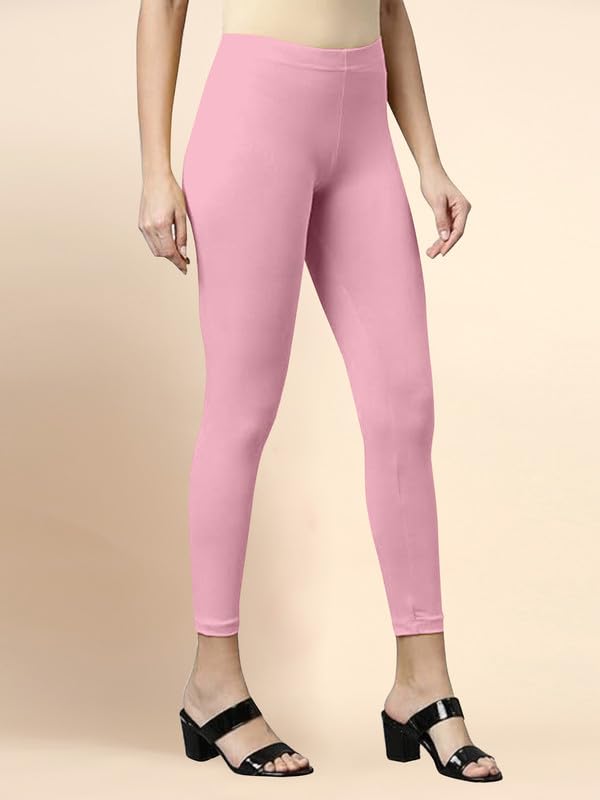 Image of TRENDMALLS Women's Microfiber Elastane Stretch Soft Cropped Leggings with Ultrasoft Waistband for Women