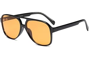 Vintage 70s Flight Man Woman Aviator Yellow Sunglasses