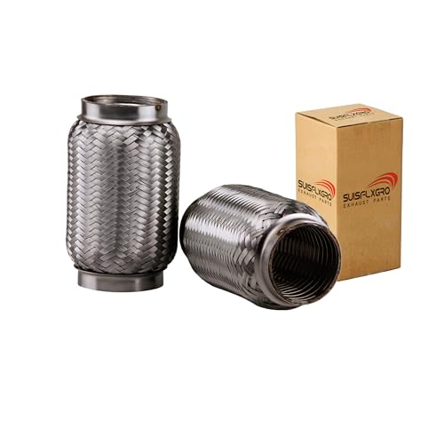 SUISFLXGRO Exhaust Flex Pipe (Interlock Lining OEM-Grade) 100% Stainless Steel SS304 For Heavy Duty and Cars (1 PC 3X6)