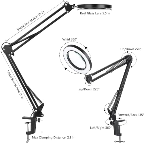 Verres magnifying avec structure à bascule à 2 sections et verre véritable