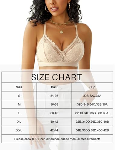 Image of Avidlove Bralettes for Women Lace Racerback Bras Wireless Unlined Bralette Comfy Bra Sexy Lingerie Tops
