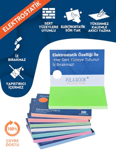 Akıllı Not Kağıdı, 7x10 cm 100 Sayfa - Mint Yeşili - Yapışkansız Post-it