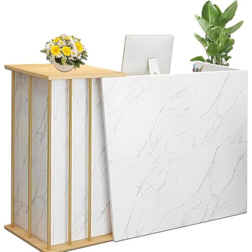 GDBTDL Mostrador de Recepción Pequeño con Cajones con Cerradura, Escritorio de Recepción Compacto para Oficina, Clínica, Salón o Negocio Comercial