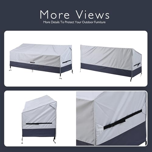 Patio Loveseat Cover Waterproof 420D Bench Cover, 74"x35"x31", Grey by Aloomis - Image 8