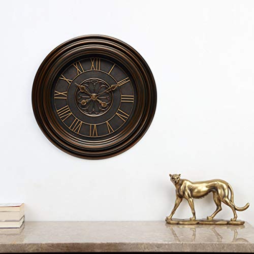 Image of Home Centre Casablanca Wooden Round Wall Clock - Brown 50 cm x 4 cm x 50 cm
