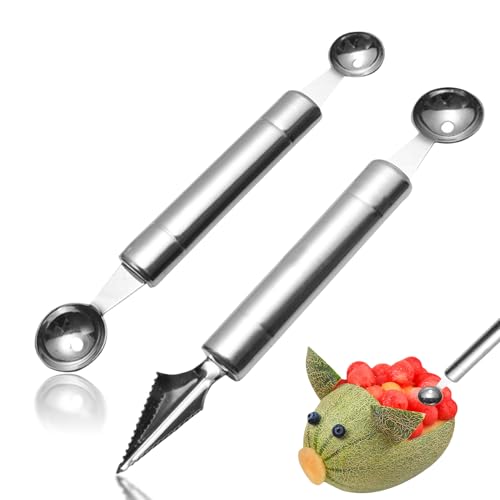 2 Stück Fruchtschnitzwerkzeug Melonenlöffel,Kugelausstecher und Schnitzwerkzeug,Melonenausstecher für Verschiedene Früchte,Obstschnitzmesser,Fruchtschnitzmesser,Edelstahl Küchenwerkzeug für DIY Salate 2 Stück Fruchtschnitzwerkzeug Melonenlöffel,Kugelausstecher und Schnitzwerkzeug,Melonenausstecher für Verschiedene Früchte,Obstschnitzmesser,Fruchtschnitzmesser,Edelstahl Küchenwerkzeug für DIY Salate