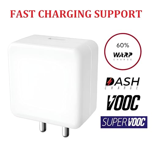 Image of Oneplus 65W Original Supervooc /Wrap USB Type C Charger Adaptor set with 3ft USB C Cable Compatible with Oneplus 12R /12 /11 /11R /10 Pro /10R /10T /9R /9Pro /9Rt /8T /7 /6, Nord Ce4 /Ce3 /Ce2 /Ce 3 Lite 5G, White