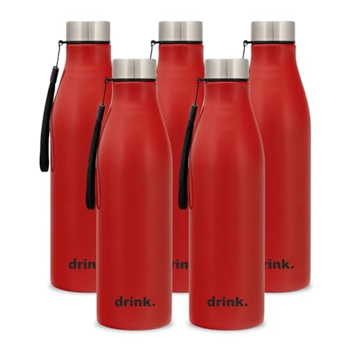 Image of Clay Craft VACBOTT Bingo Single Walled Non Insulated Water Bottle-1200ML, 5-Piece(Red) Leak Proof | Easy Grip |Easy To Carry| Gym Bottle | Home | Kitchen | Hiking | Treking Bottle | Travel Bottle