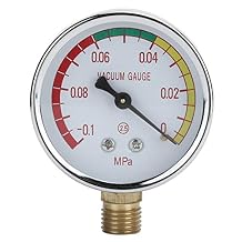 Vacuum Gauge for Milking Machine Vacuum Regulator & Gauge Tee Adapter with G1/4 Male Thread,0.1-0MPa Stainless Steel Pressure Gauge for Cow Goat Milker