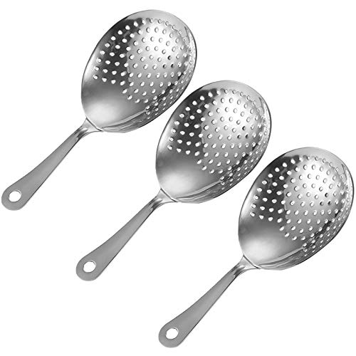 Tebery 3 Pack Julep Strainers Bar Strainer Stainless Steel Cocktail Strainer Spoon for Home or Commercial Bar
