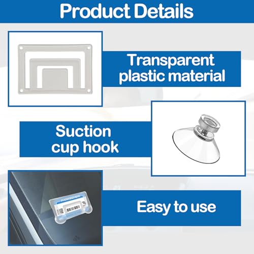 keyxer 2 Stück Windschutzscheibe Parkausweis Halterung, Parkausweis Auto Halterung Windschutzscheibe mit Saugnapf, Parkausweishalter Scheibe, Kartenhalter Parkticket, Kartenhalter Autoscheibe