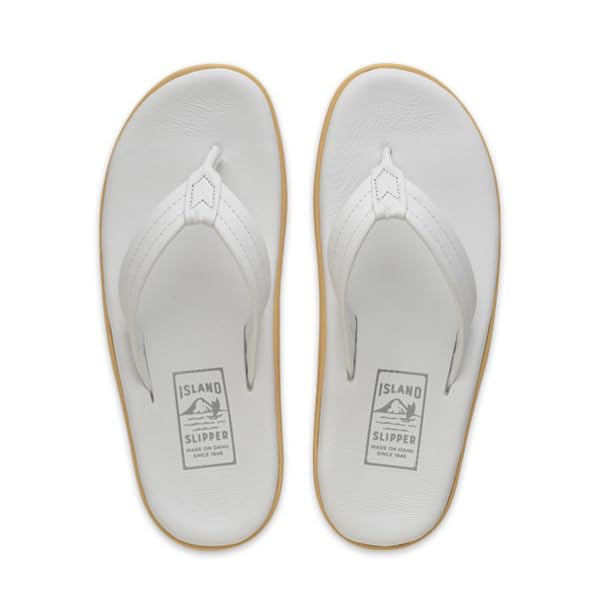 Made in Hawaii Unisex Premium Leather Thong Sandals with Arch Support (PT202-WHIT-6)