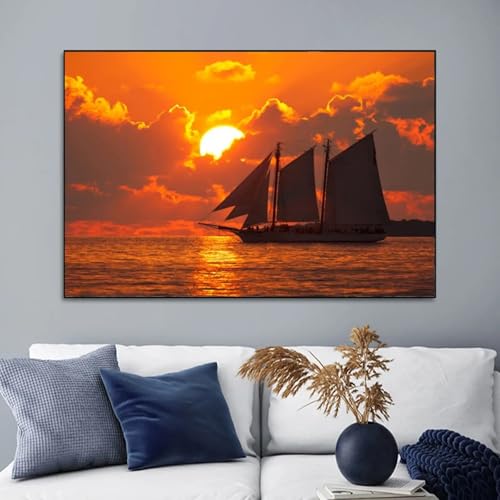 Peinture voilier au crépuscule pour apaiser votre intérieur