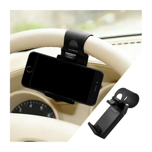 TNAIYH Car Steering Wheel Phone Mount, Adjustable Hands Free Vehicle Steering Wheel Mobile Phone Holder, Portable Automotive Interior Smartphone Mount, Universal for SUV RV Truck (Black)