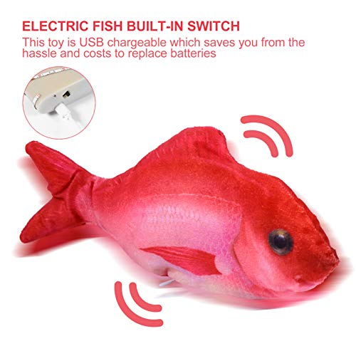 Kisangel Brinquedo de peixe vermelho elétrico em movimento de 30 cm, brinquedo interativo com luz