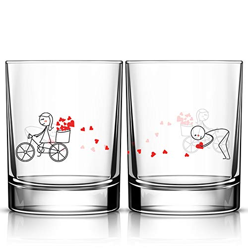 BoldLoft All My Love for You Couple Glass Set- Couples Gifts for Him and Her, Anniversary, Valentines, Christmas, Wedding, Bridal Shower, Romantic His and Hers Home Decor