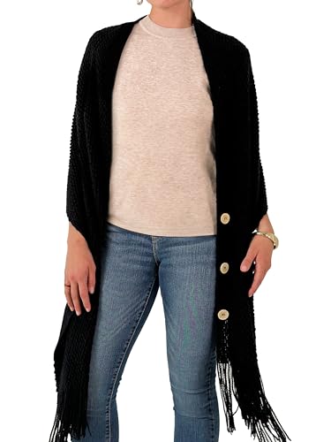 CATCHY & CRAFTY Women's Knitted Scarf Shawl Wrap Poncho Versatile Cardigan Sweater Cape Holiday Gifts